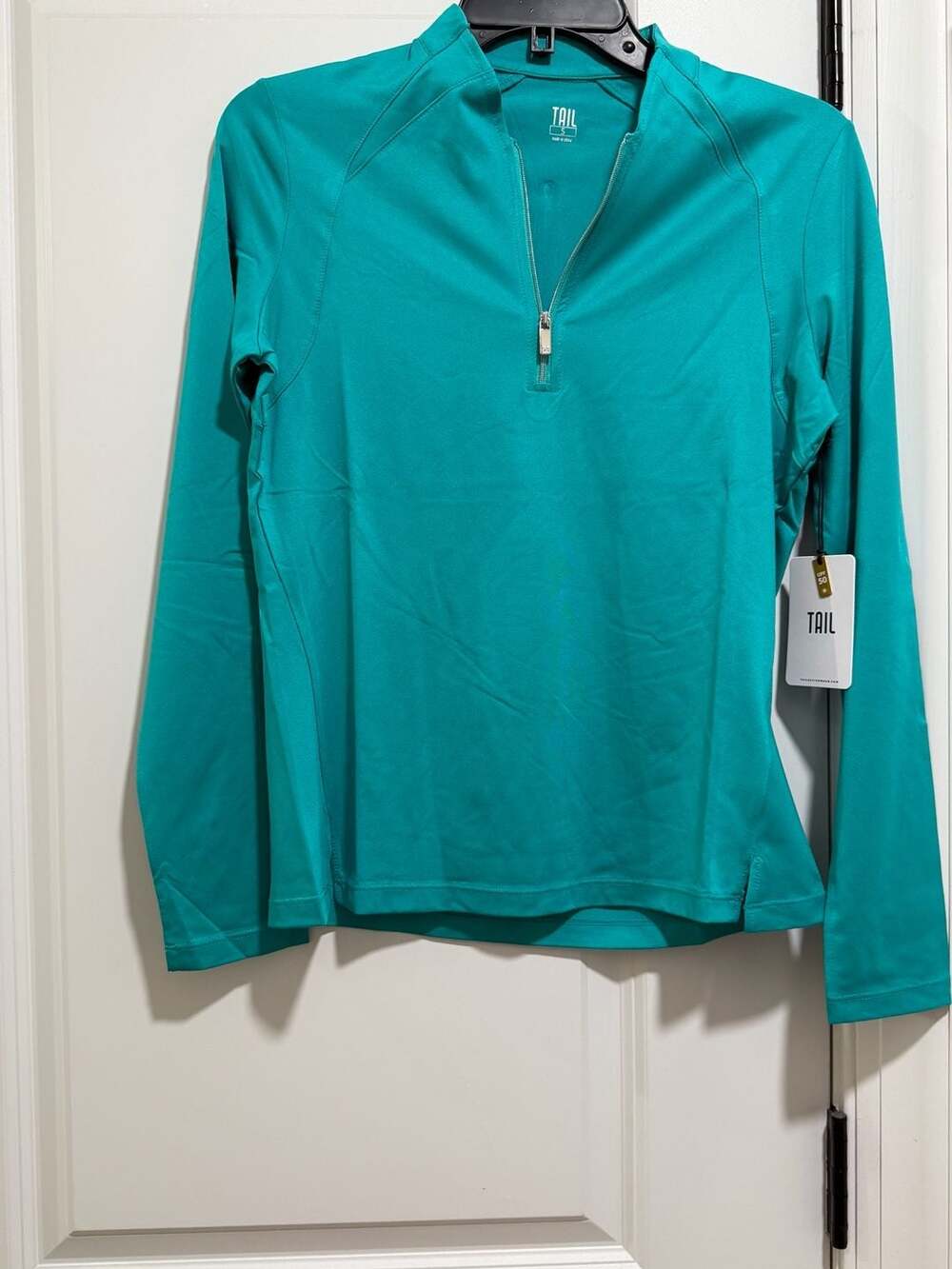 Tail Activewear Women's Teal Long Sleeve Quarter Zip UPF 50 Golf Pullover Shirt